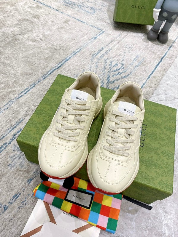 Gucci neutral cream luxury sneakers view 8 breathable knit upper