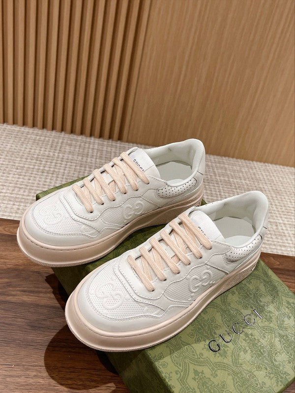 Gucci neutral cream luxury sneakers view 7 breathable knit upper