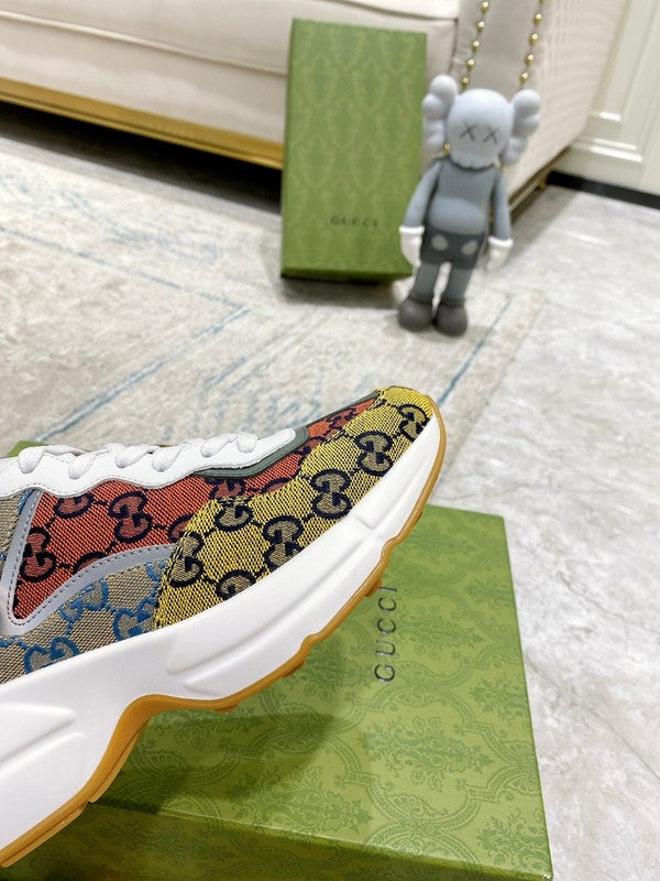 Side profile of Gucci bold contrast sneakers sleek tonal finish