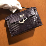 Side view of polished structured handbag