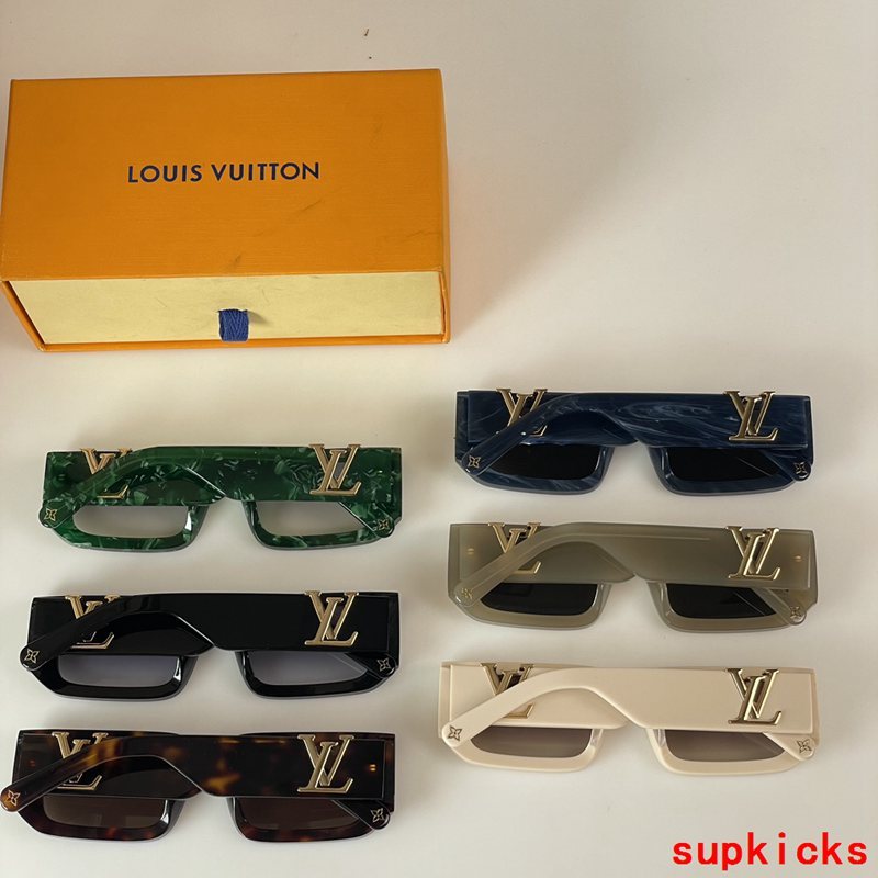 Close-up detail view of Louis Vuitton unisex sunglasses