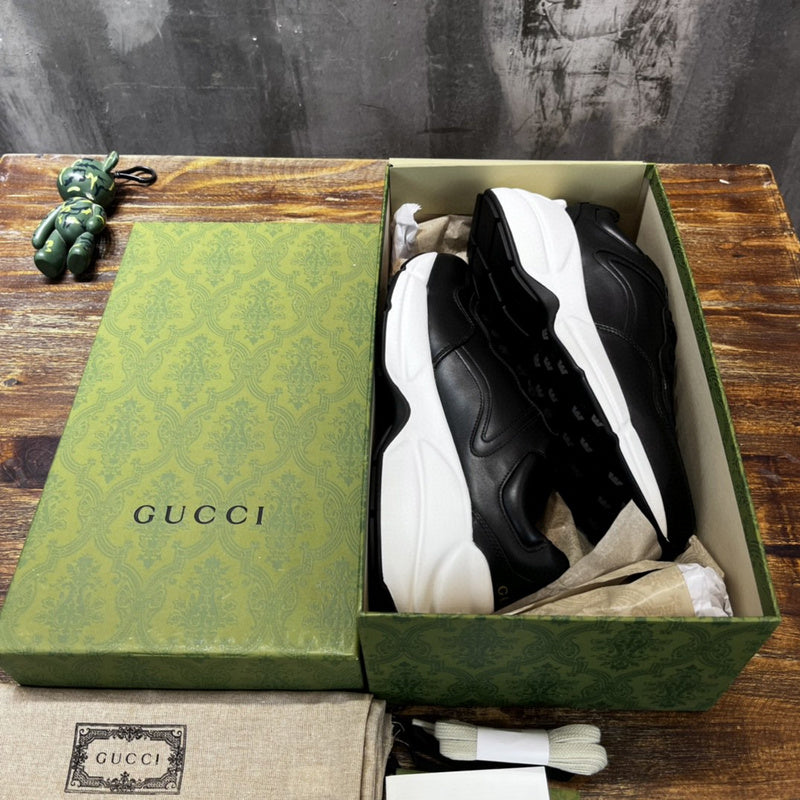 Gucci crisp white luxury sneakers view 9 retro runner design