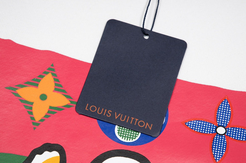 Front view of Louis Vuitton luxury clothing with logo-detail design