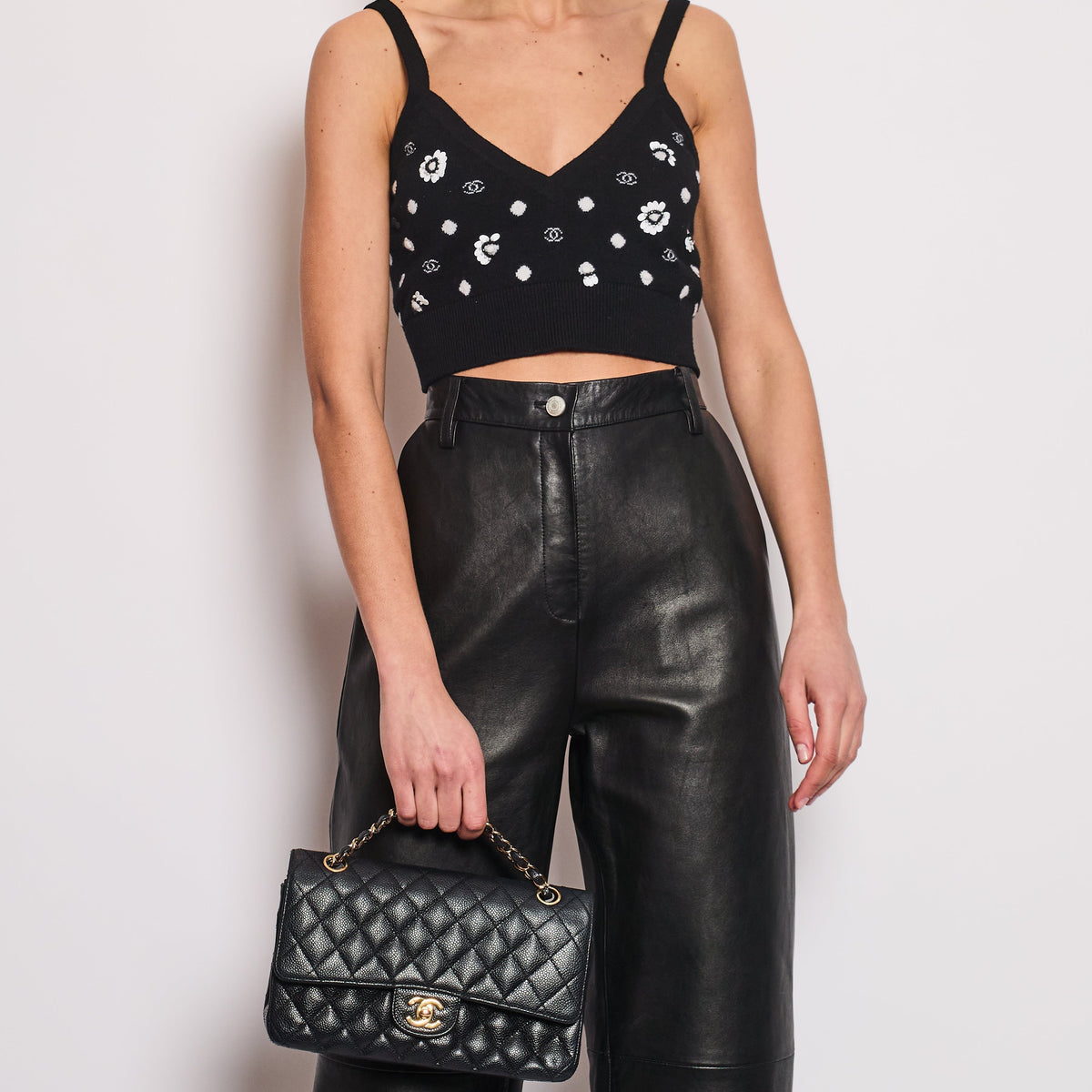 Chanel Tops? Chanel Black Floral Embellished Cropped Tank Top Size FR 38 (UK 10) Premium Designer Casual Top