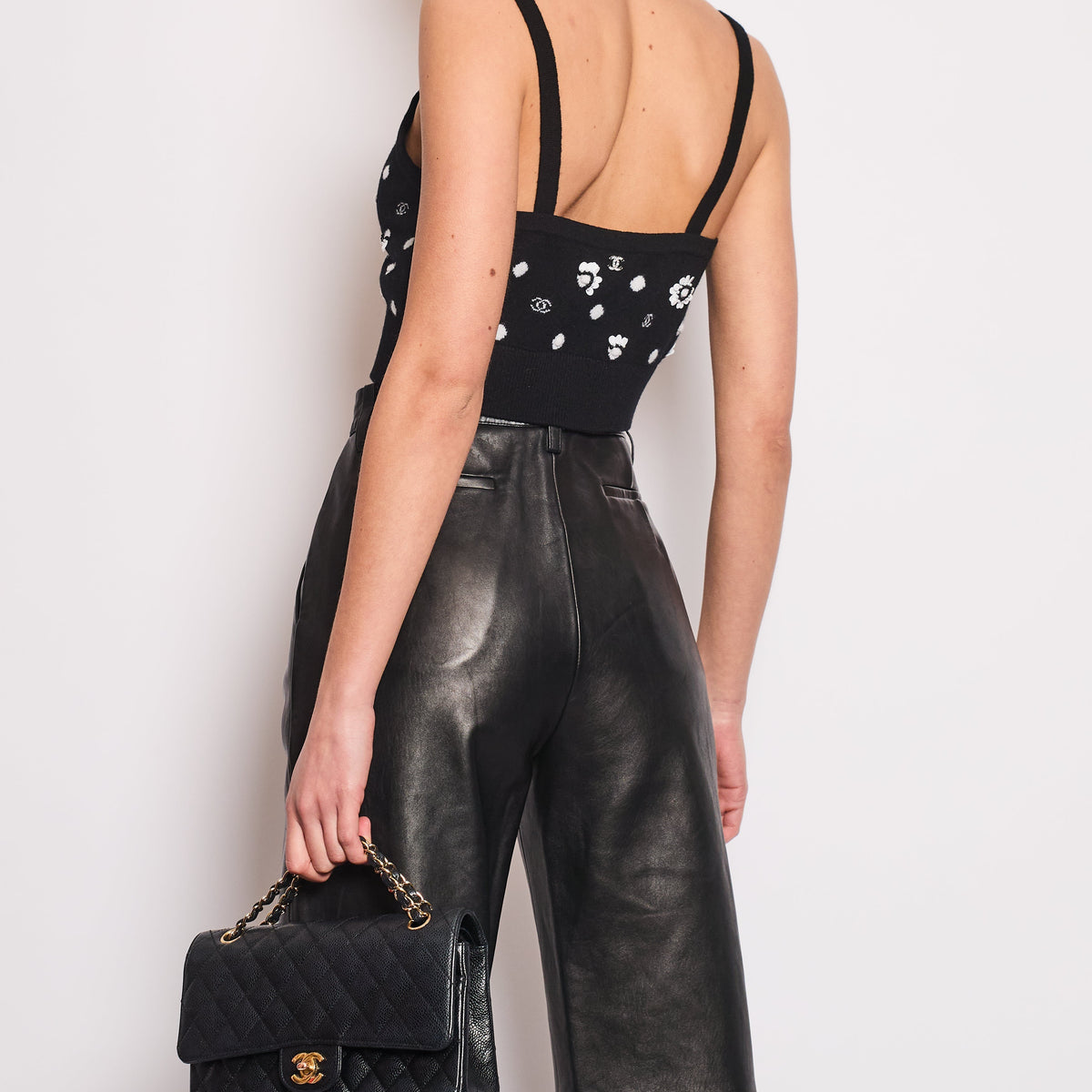 Chanel Tops? Chanel Black Floral Embellished Cropped Tank Top Size FR 38 (UK 10) Premium Designer Casual Top