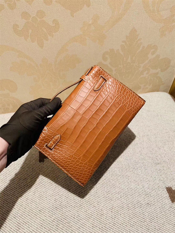 Side view of refined structured handbag