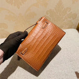 Side view of refined structured handbag