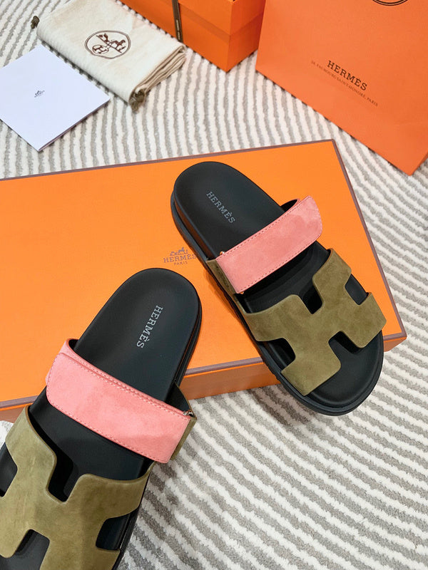 Hermès White Block Heel Sandals - Lifestyle Styling Shot