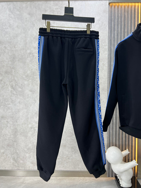 Close-up detail shot of Louis Vuitton luxury clothing with runway-inspired design
