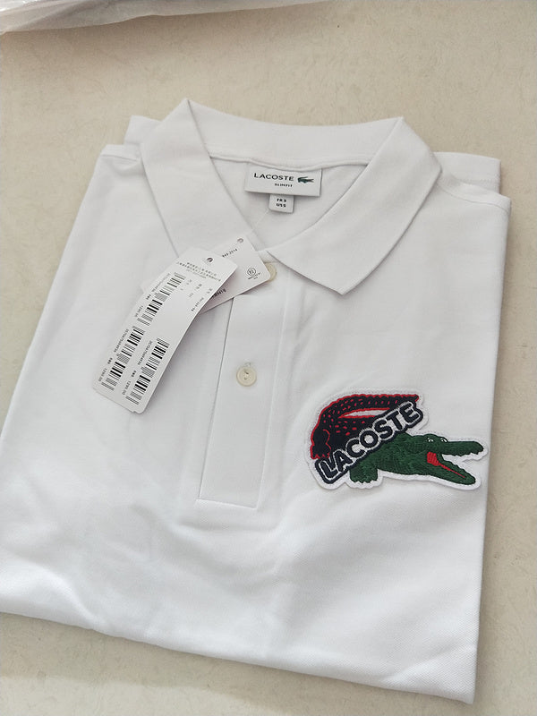 Close-up detail shot of Lacoste luxury clothing with tailored silhouette