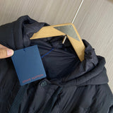 Close-up detail shot of Louis Vuitton luxury clothing with contemporary cut