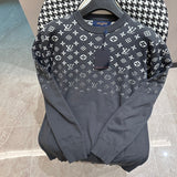 Front view of Louis Vuitton luxury clothing with label-forward styling