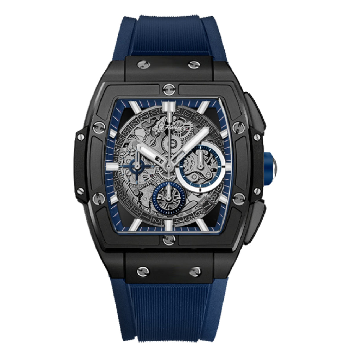 Front view of Ed Hardy men's silver watch