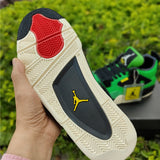 Side profile of Nike soft grey sneakers premium leather build