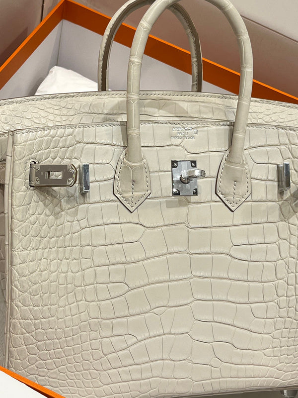 Side view of structured structured handbag