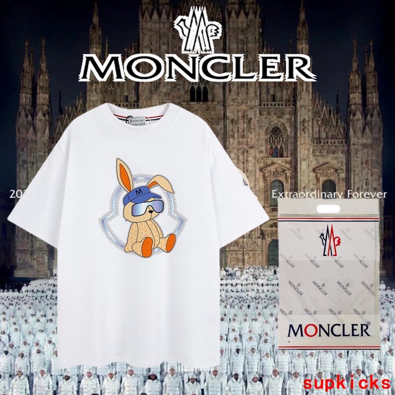 Front view of Moncler luxury clothing with everyday silhouette