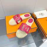 Hermès Beige Espadrille Wedge Sandals - Toe Detail View