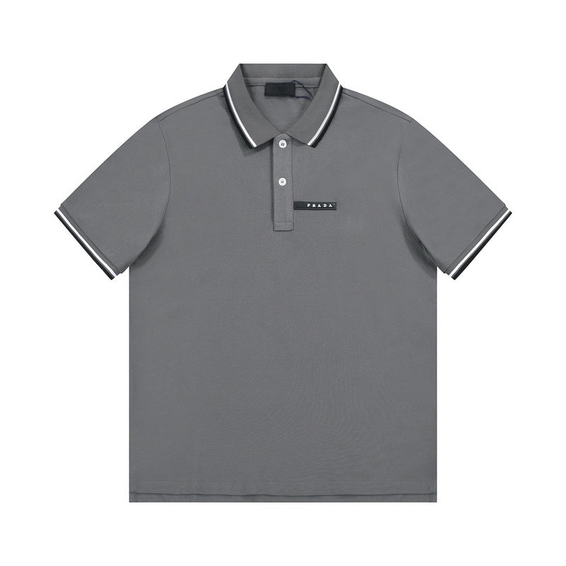 Back view of Polo cotton polo shirt with monogram-inspired silhouette