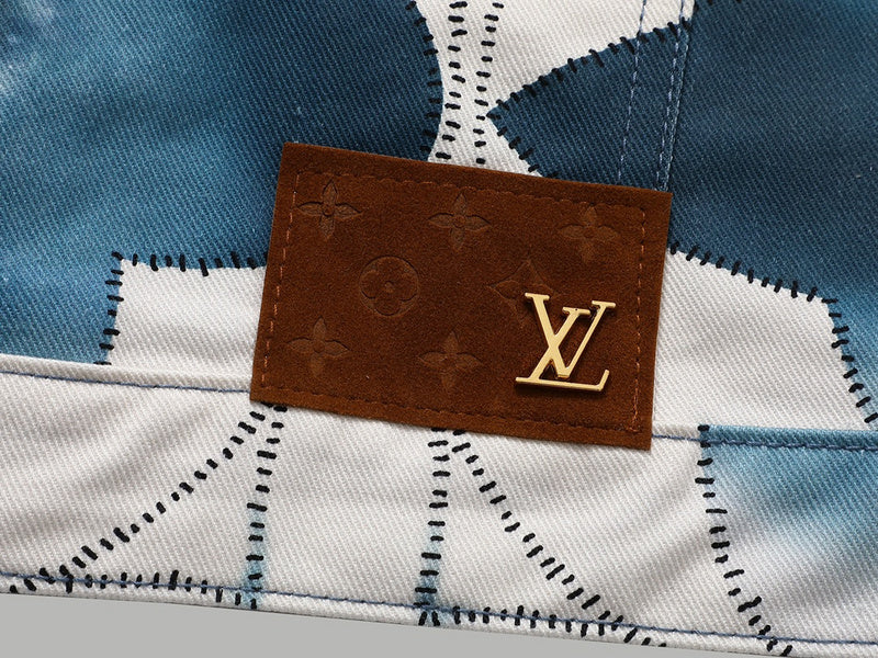 Back view of Louis Vuitton luxury clothing with signature branding