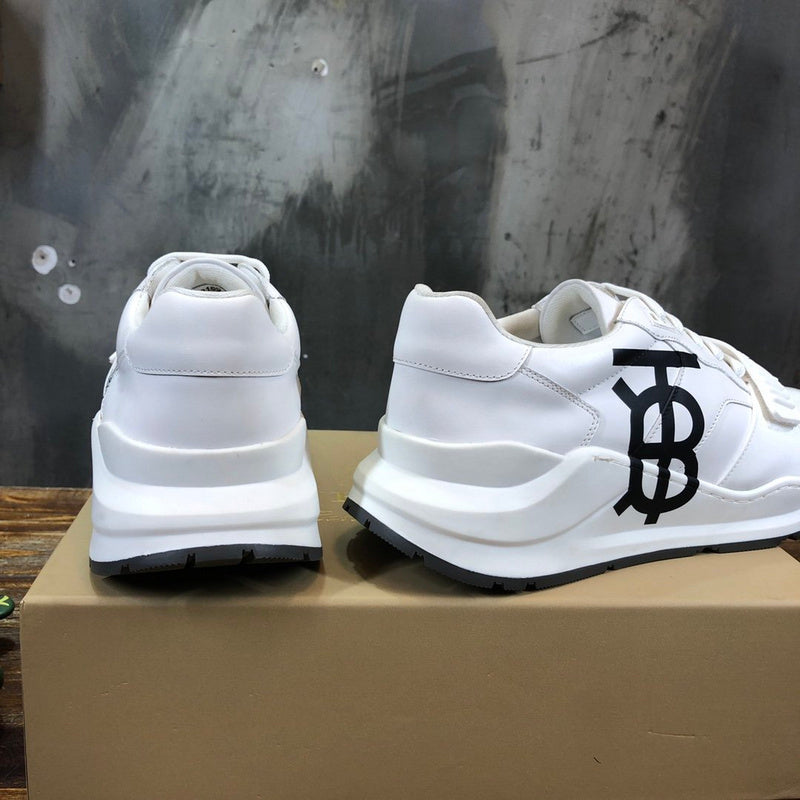 Burberry White Platform Heels - Side Profile View