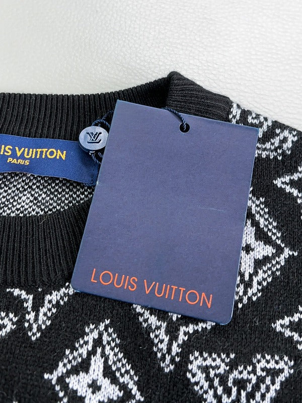 Back view of Louis Vuitton luxury clothing with monogram-inspired silhouette