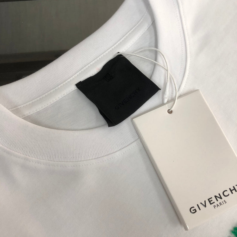 Close-up detail shot of Givenchy luxury clothing with relaxed-fit cut