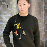 Close-up detail shot of Louis Vuitton luxury clothing with streetwear-inspired cut
