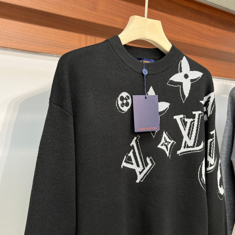 Full styled look of Louis Vuitton luxury clothing with monogram-inspired silhouette