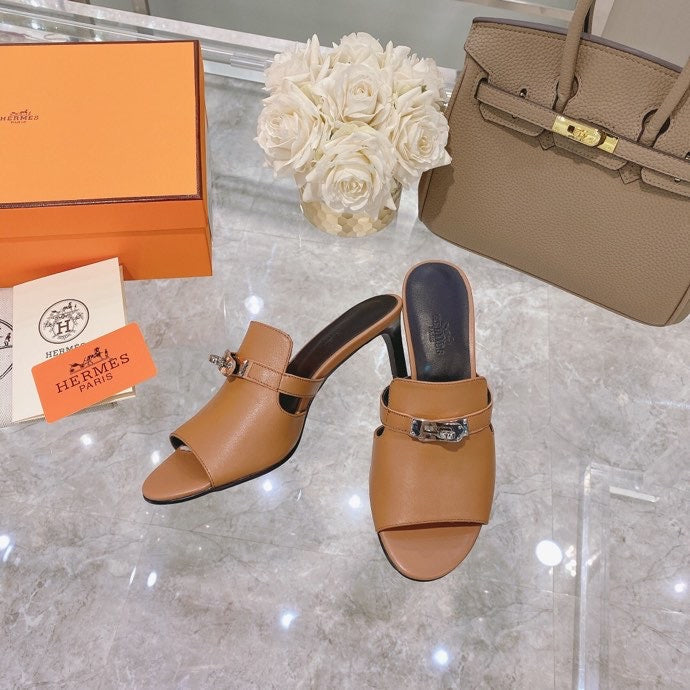 Hermès Nude Ankle Strap Heels - Full Silhouette View