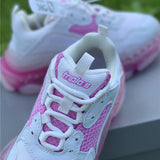 Balenciaga White Chunky Platform Sneakers - Angled View