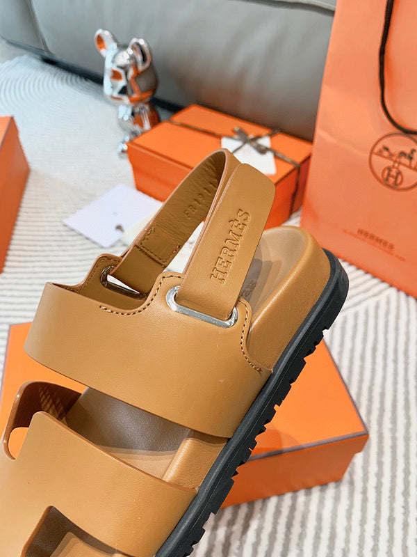 Hermès Black Block Heel Sandals - Close-Up Texture View