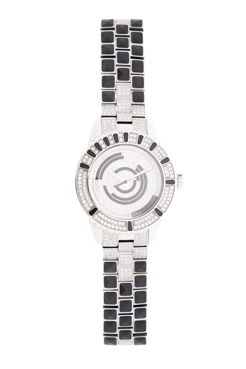 Front view of Dior women's black watch