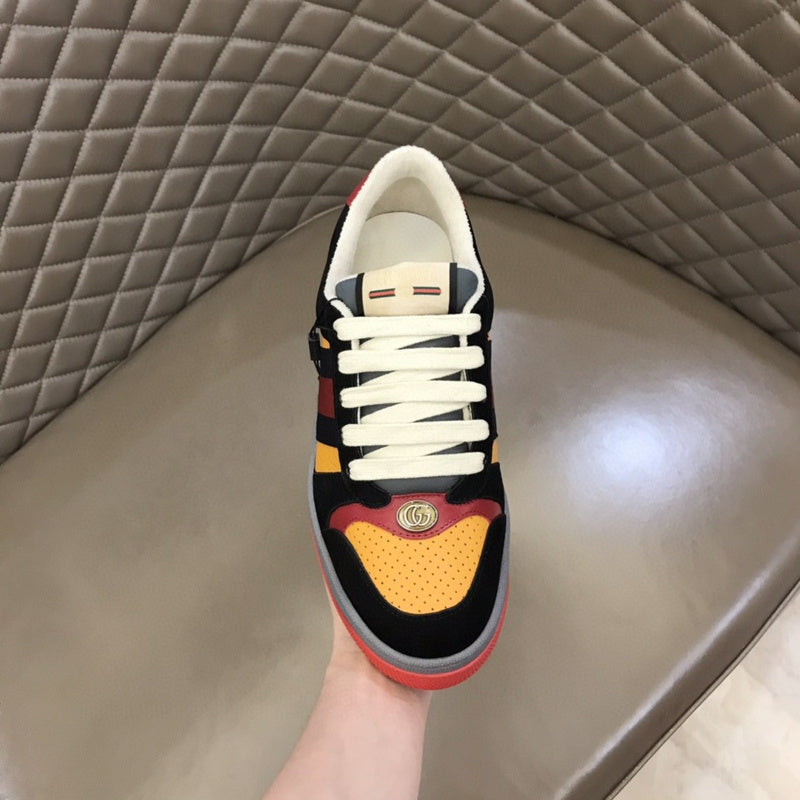 Gucci crisp white luxury sneakers view 4 retro runner design