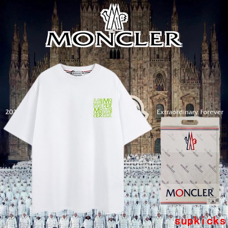 Back view of Moncler luxury clothing with monogram-inspired silhouette