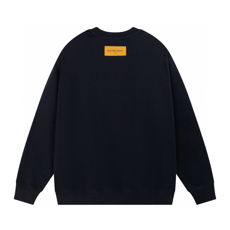 Back view of Louis Vuitton luxury clothing with signature branding