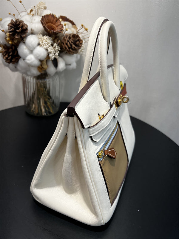  structured satchel detail view showing craftsmanship
