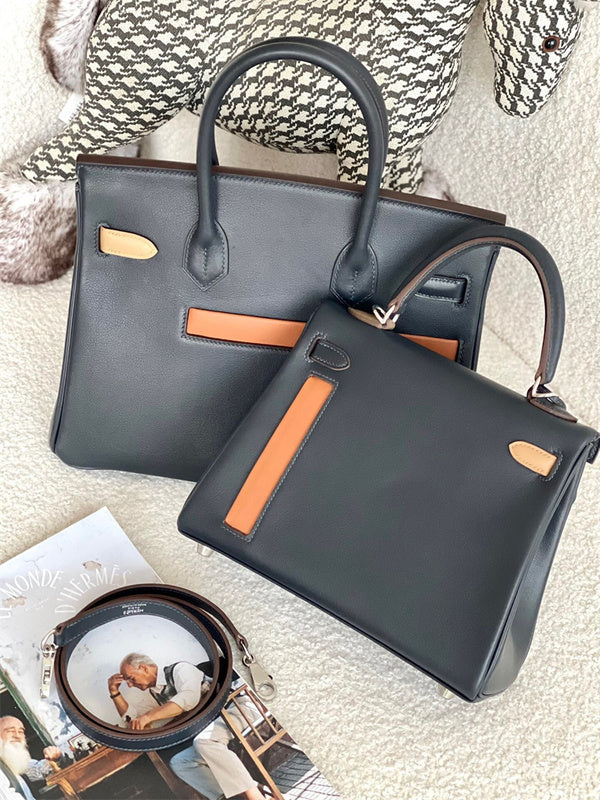 Side view of contemporary structured handbag