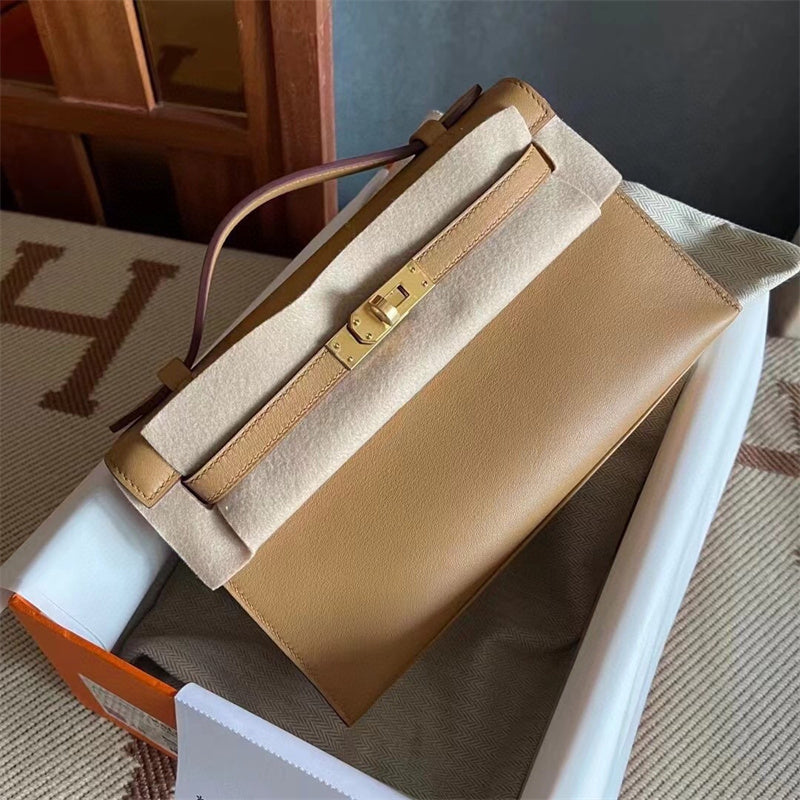 Side view of poised structured handbag