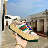 Gucci Luxury sneakers in tonal black chunky sole construction front view