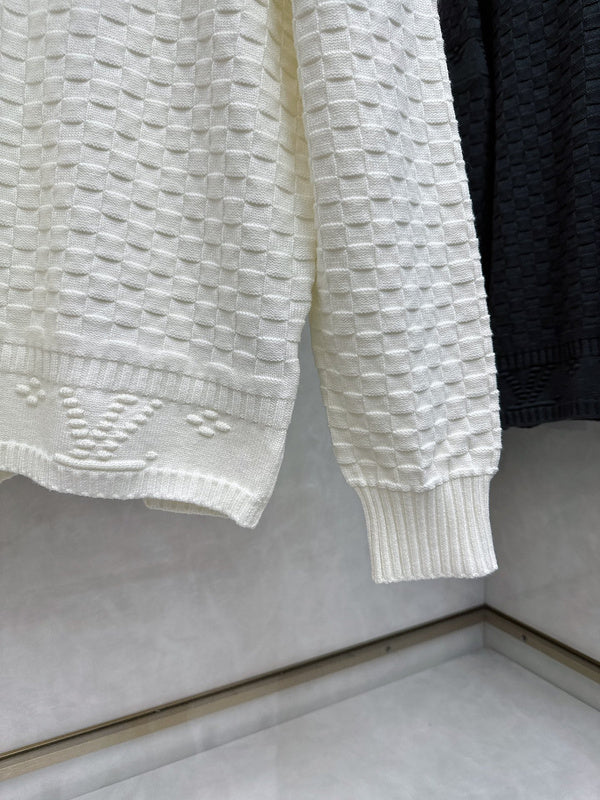 Front view of Louis Vuitton luxury clothing with runway-inspired design