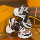 Louis Vuitton Chocolate Brown Chunky Platform Sneakers - Front View