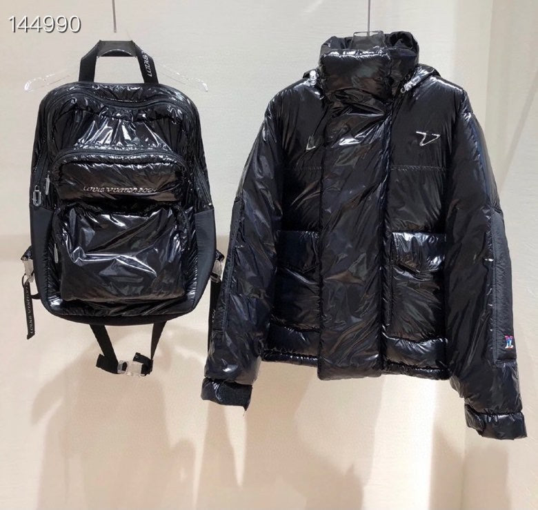 Close-up detail shot of Louis Vuitton luxury clothing with relaxed-fit cut