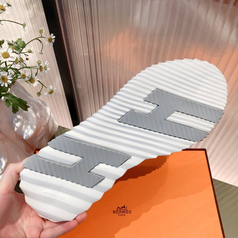 Hermès White High-Top Sneakers - Front View