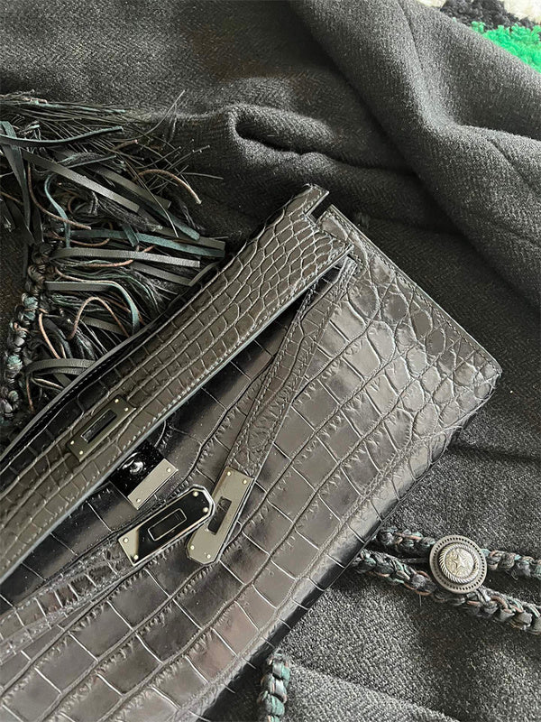 Close-up detail of poised bag design