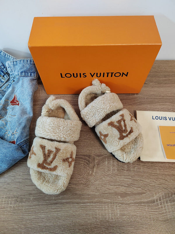 Louis Vuitton Nude Loafer Flats - Front View