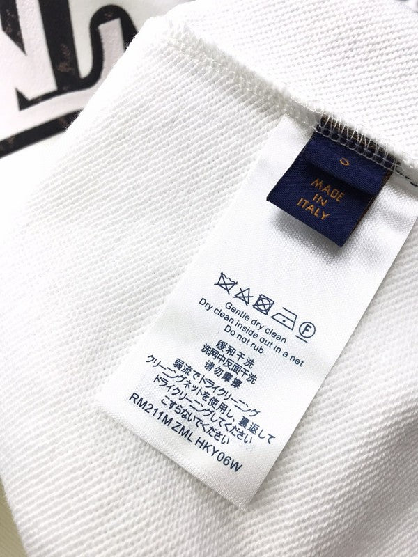 Close-up detail shot of Louis Vuitton luxury clothing with streetwear-inspired cut