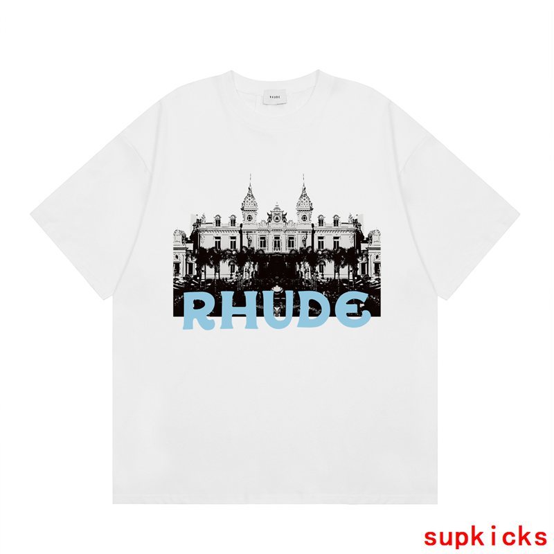 Back view of Rhude luxury clothing with logo-detail design