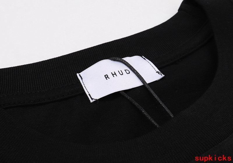 Side profile of Rhude luxury clothing with everyday silhouette