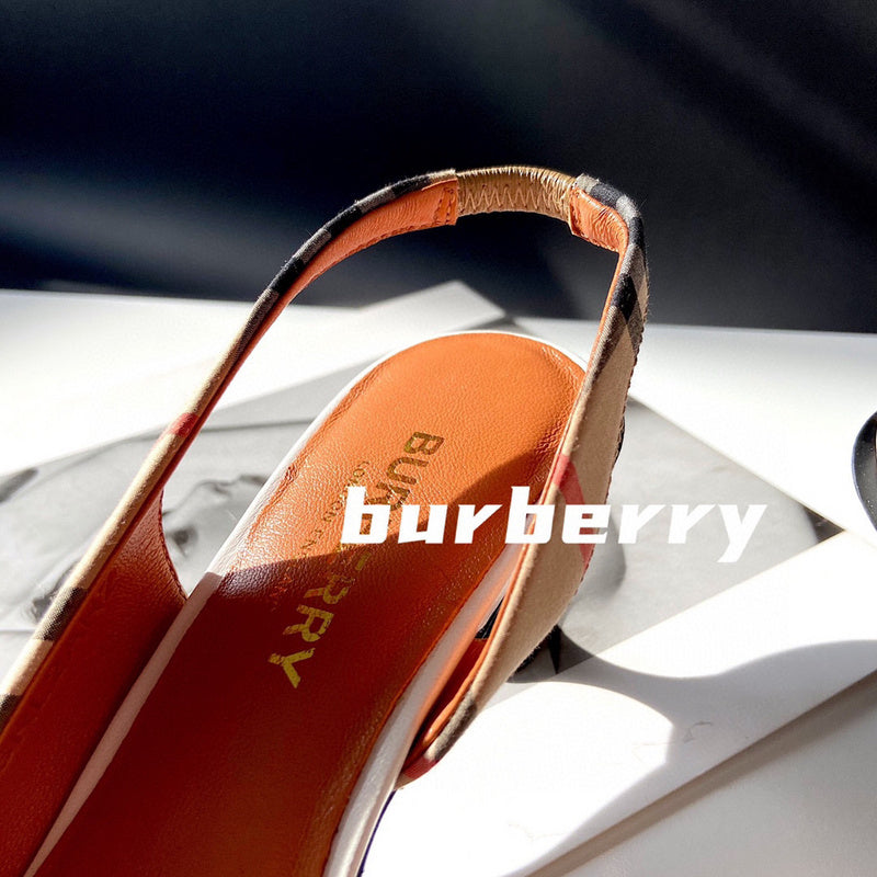Burberry Red Slingback Heels - Close-Up Texture View