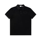 Side profile of Polo cotton polo shirt with monogram-inspired silhouette